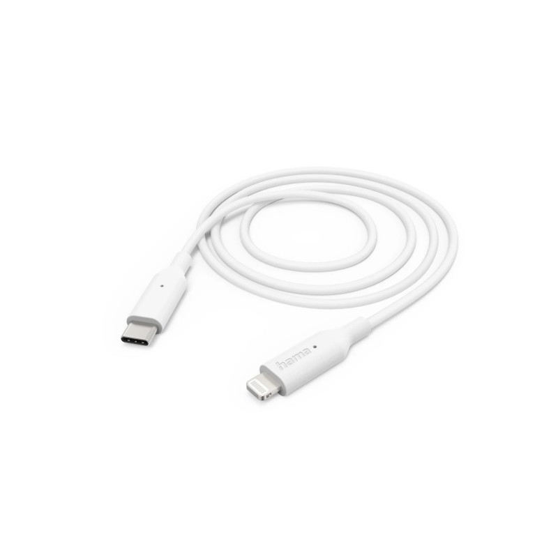 Cavo di ricarica Hama - USB-C maschio - Lightning - Lunghezza 1 m - Velocità fino a 480 Mbps - Nichelato - Colore bianc