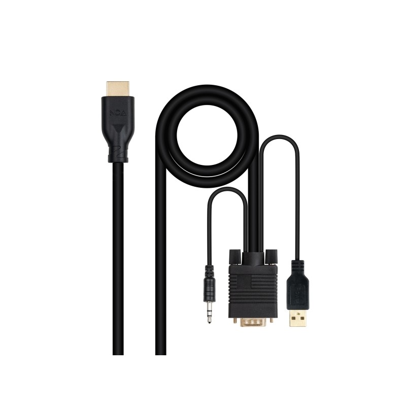 Cavo convertitore da VGA a HDMI - VGA/M-HDMI/M + audio - 1.8 m - Colore: nero