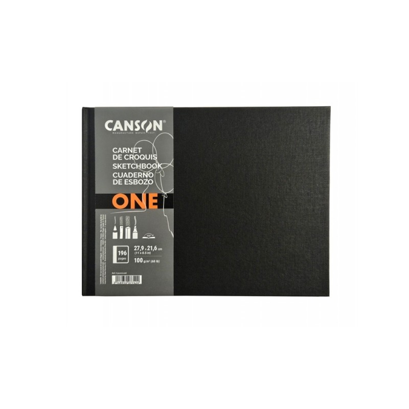 Canson Sketch One Taccuino orizzontale con 98 fogli - 27.9x21.6 m - 100 g - Grana fine - Colore bianco