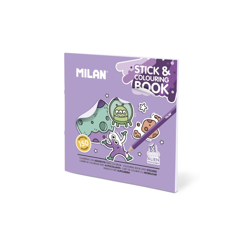 Milan Alien Invasion - Album da colorare - con adesivi - 140 g - 21x21 cm - Colori assortiti