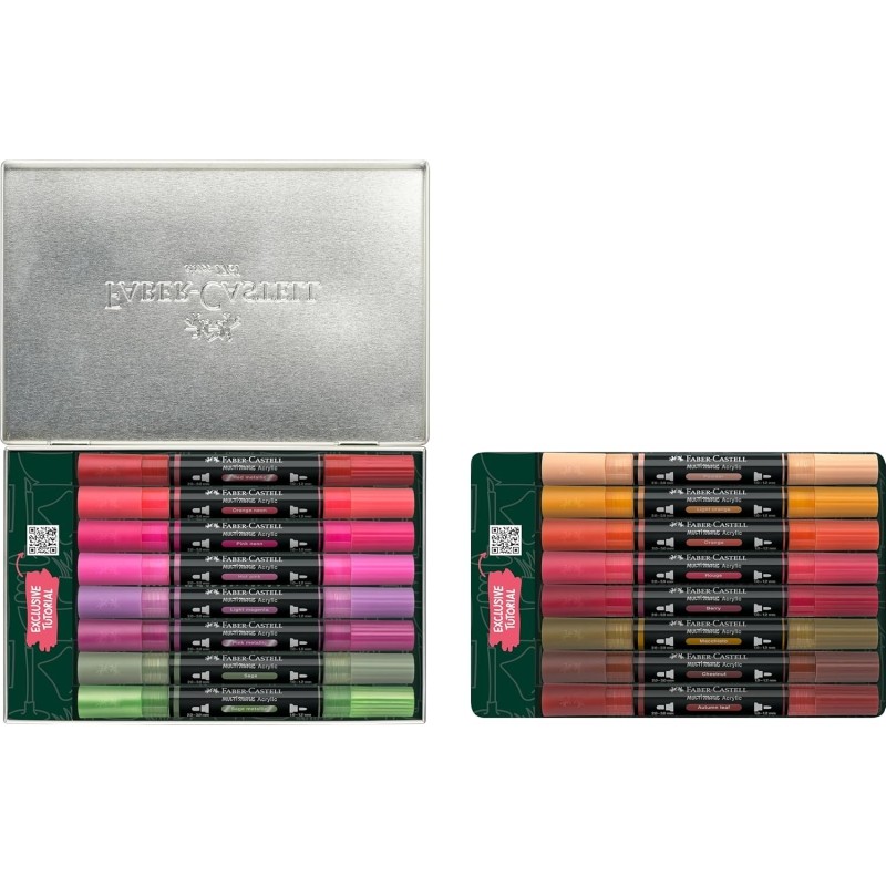 Faber-Castell Multimark Acrylic Style It: Confezione Home Pack con 16 pennarelli acrilici a doppia punta - Punte rotonde