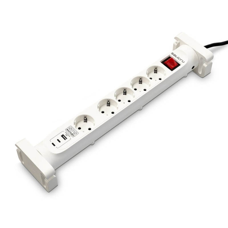 Salicru Multipresa SPS SAFE 5S+ - Protezioni elettriche attive di ultima generazione - 5 prese Schuko - 1xUSB-A. 2xUSB-C