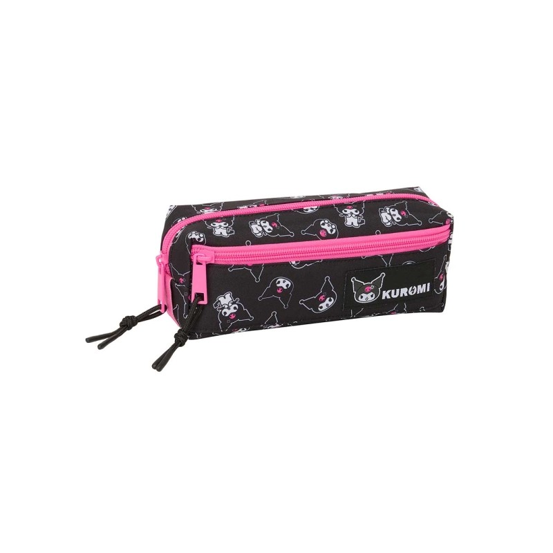 Safta Kuromi Borsa portaoggetti - 3 scomparti con cerniera - Elastico - 0.98 L - 220x60x85 mm - Colore: nero e rosa