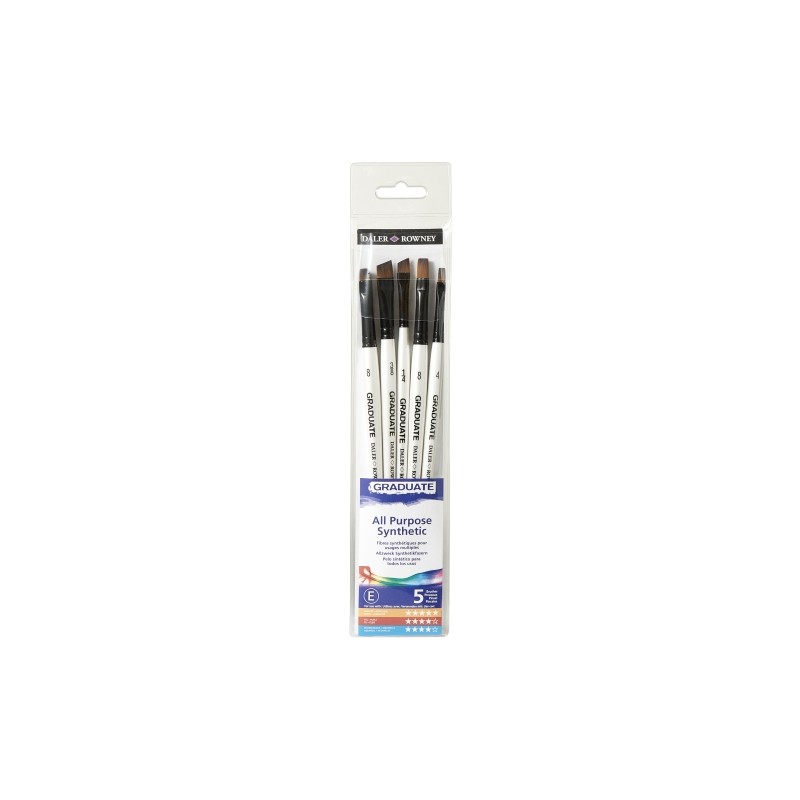 Daler Rowney Graduate Pack da 5 pennelli multitecnica - setole sintetiche - manico corto