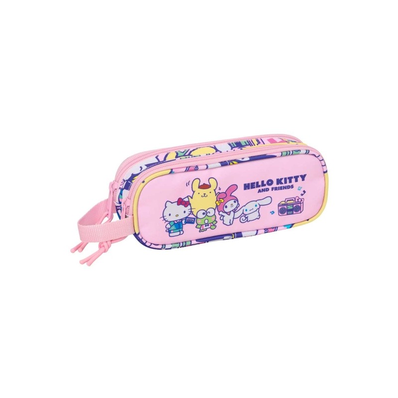 Safta Hello Kitty and Friends Borsa portaoggetti - 2 scomparti con cerniera - Manico laterale - Capacità 1 L - 21x8x6 c