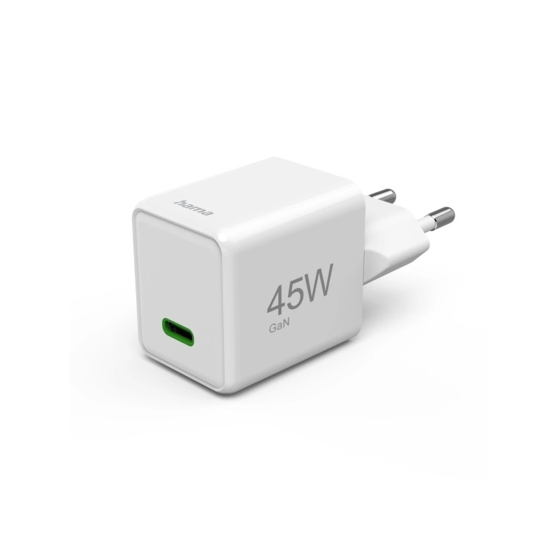 Caricabatterie da muro Hama - Potenza 45 W - USB-C - GaN - Power Delivery - Qualcomm - Colore: bianco