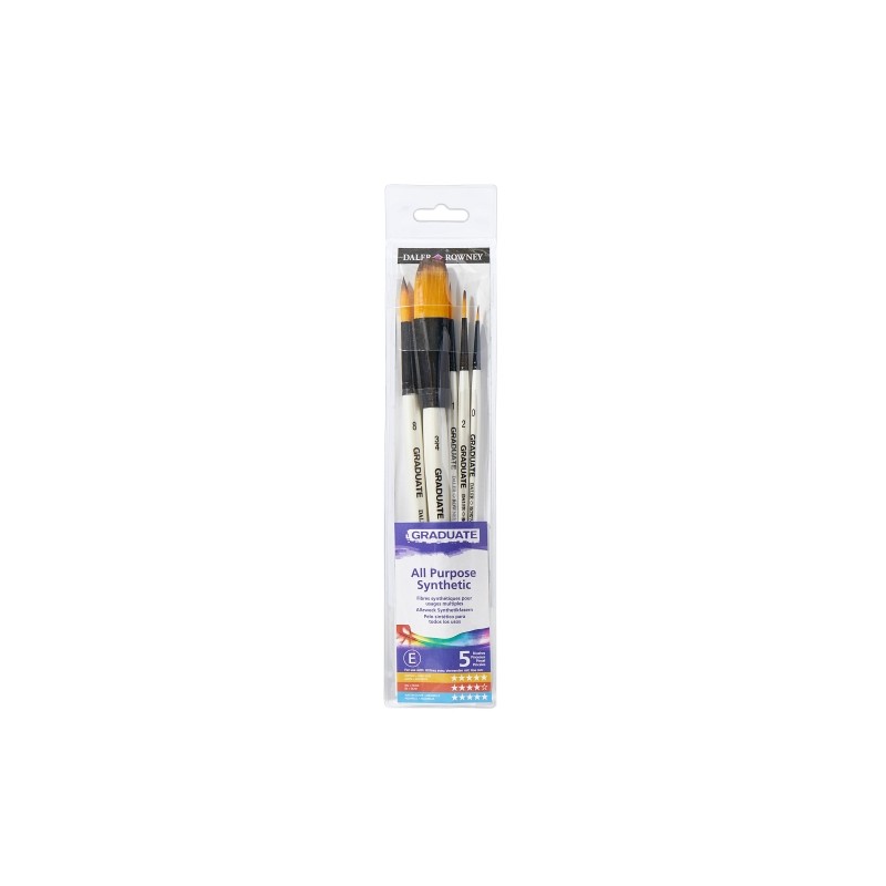 Daler Rowney Graduate Pack da 5 pennelli multitecnica - setole sintetiche - manico corto