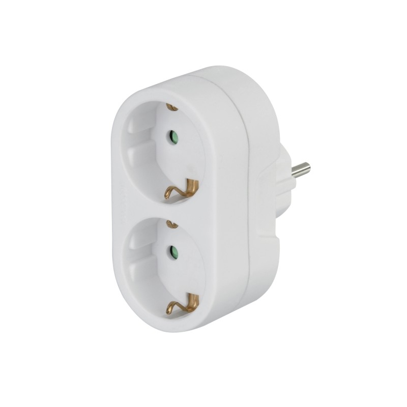 Hama Multipresa da parete con 2 prese Schuko - Potenza massima 3680 W - Colore bianco