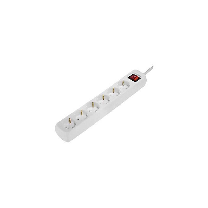 Hama Multipresa con 6 prese - Cavo da 1.4 m - Interruttore di accensione - 33.7 x 5.5 x 4.7 cm - Colore bianco