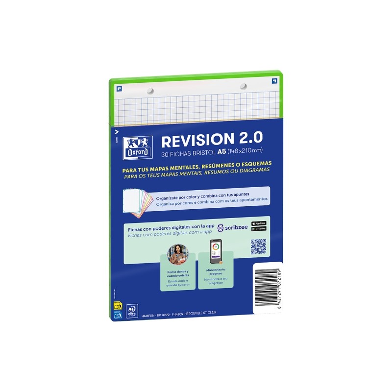 Oxford Confezione da 30 FlashCards 2.0 - Formato A5 - Griglia 5x5 mm - Cartoncino da 250 g - Digitalizzazione dei testi 