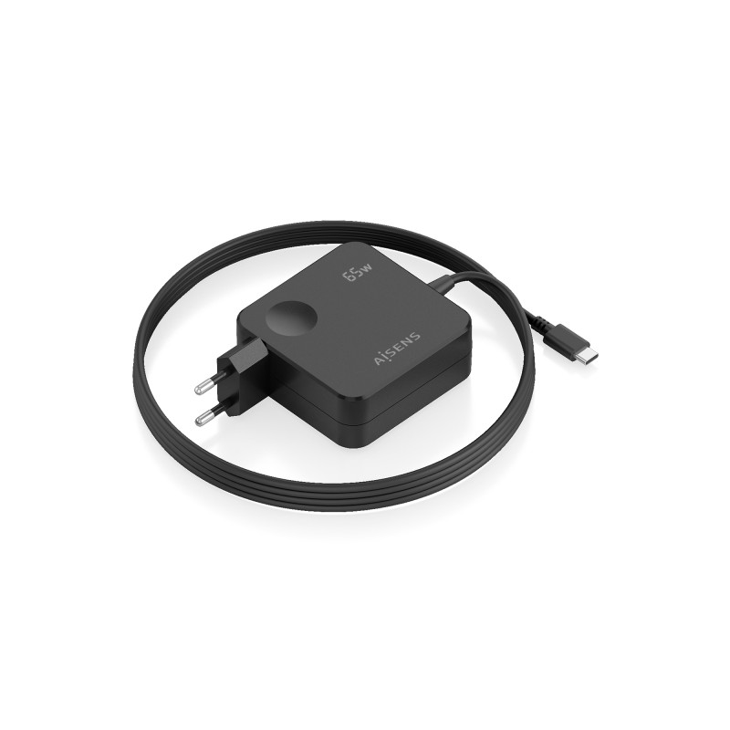 Aisens Caricabatterie da muro - Cavo USB-C integrato da 1.5 m - 65 W - Power Delivery 3.0 - Protezioni di sicurezza mult