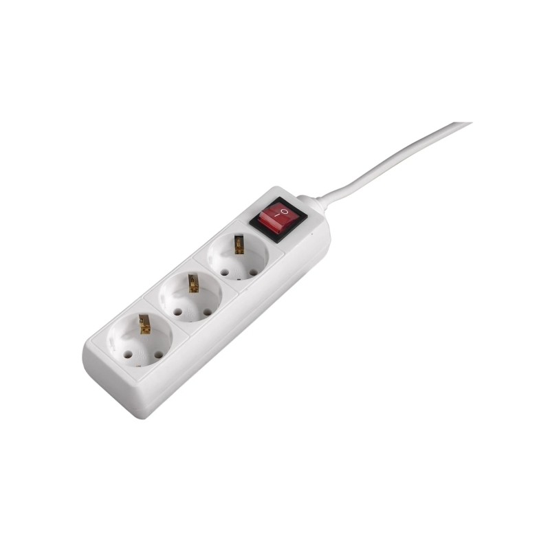 Hama Multipresa con 3 prese - Potenza massima 3680 W - Cavo da 1.4 m - Interruttore di accensione - 21 x 5.5 x 4.7 cm - 