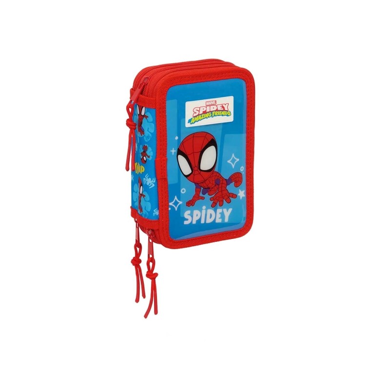 Safta Spidey Astuccio a 3 ripiani - 37 pezzi - 1.3 L - Gomma - Matita - Penne a sfera - Temperamatite - Righelli - 16 co