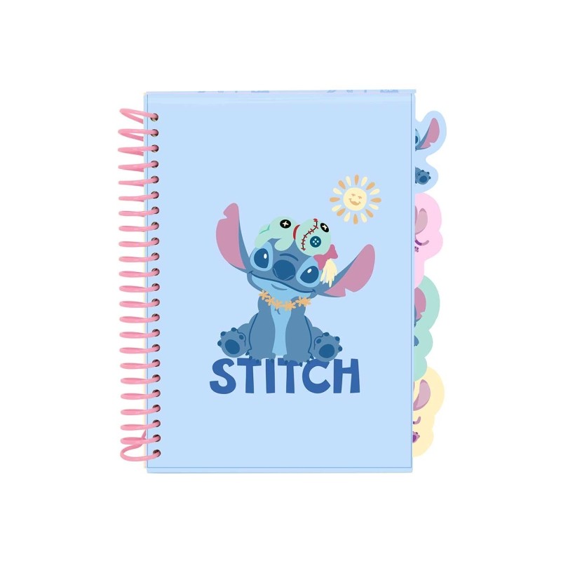 Blocco note Safta Stitch - Formato A5 - 80 fogli da 80 g/m² - Rilegatura a spirale - Copertina rigida - 4 segnalibri in