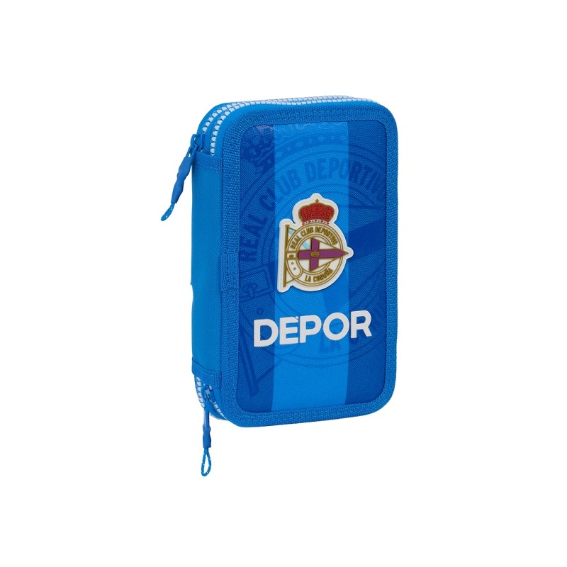 Safta Real Deportivo de la Coruña Astuccio a due scomparti - 28 pezzi - 1 L - Gomma - Matita - Penna a sfera - Temperam