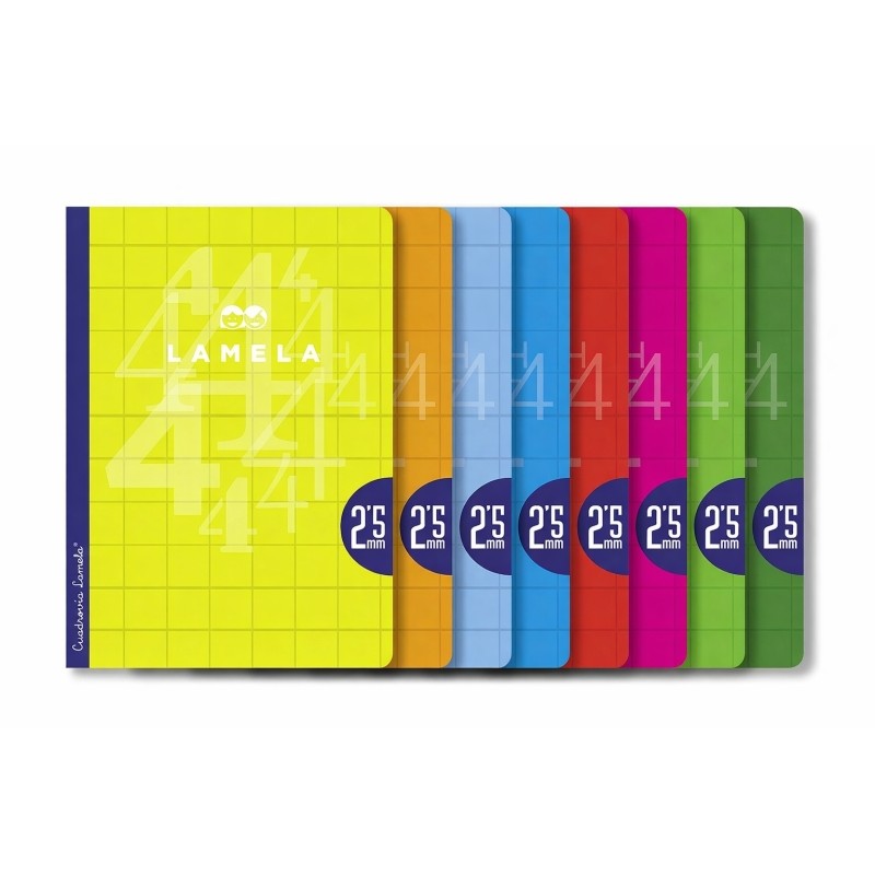 Lamela Confezione da 10 quaderni rilegati con 50 fogli da 90 g/m² con margini - Formato A4 - Righe a quadretti da 2.5 m
