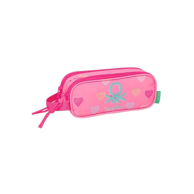 Safta Benetton Heart Borsa multiuso - 2 scomparti con cerniera - Manico laterale - 1 L - 210x60x80 mm - Colore rosa