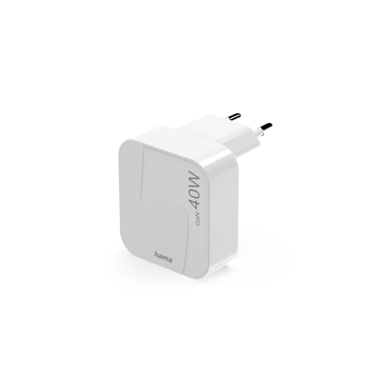 Caricabatterie da muro Hama - Potenza 40 W - GaN - 2 porte USB-C - Power Delivery - Qualcomm - Colore: bianco