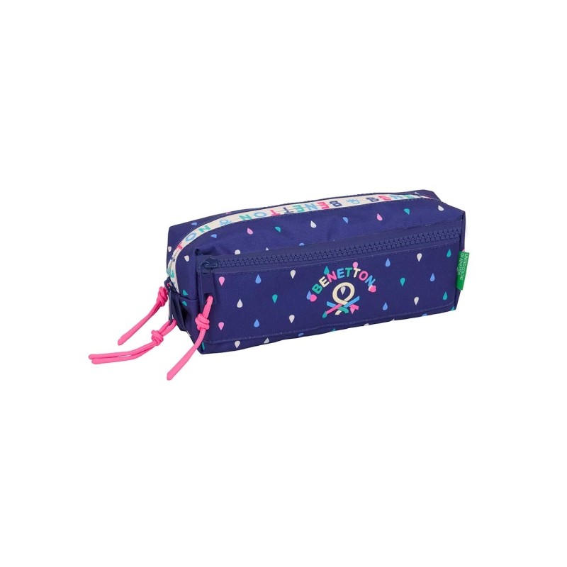 Safta Benetton Drop Borsa portaoggetti - 3 scomparti con cerniera - Elastico - 0.98 L - 220x60x85 mm - Colore blu scuro