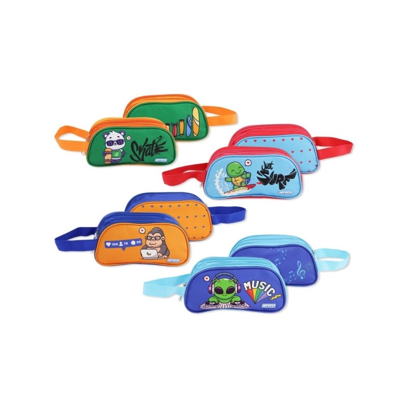 Bismark Lovely Animals Borsa portaoggetti ovale bicolore - 3 scomparti - 4 modelli diversi
