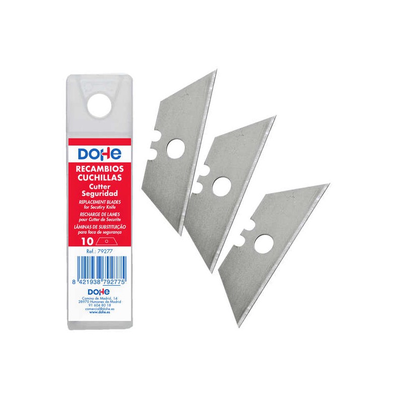 Confezione Dohe con 10 lame di ricambio trapezoidali per taglierini di sicurezza - 18 mm - Acciaio di altissima qualità