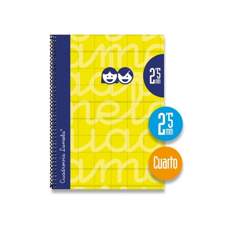 Lamela - Quaderno a spirale con 80 fogli da 70 g/m² con margine - Formato quarto - Righe a quattro linee da 2.5 mm - Co
