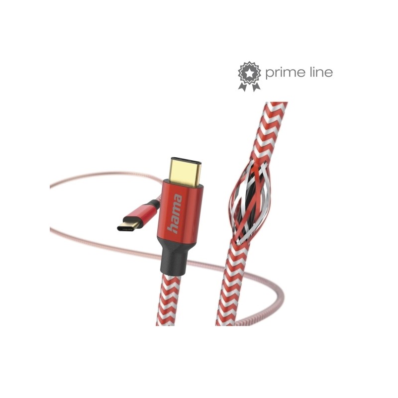 Cavo USB-C maschio Hama Reflective - Potenza massima 60 W - Lunghezza 1.5 m - Nylon - Velocità fino a 480 Mbps - Placca