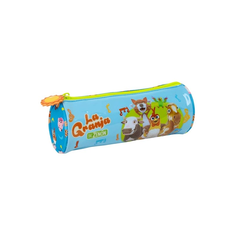 Safta - La fattoria di Zenon - Borsa portaoggetti rotonda - Cerniera con tirazza - 20x7x7 cm - Colore: blu e giallo