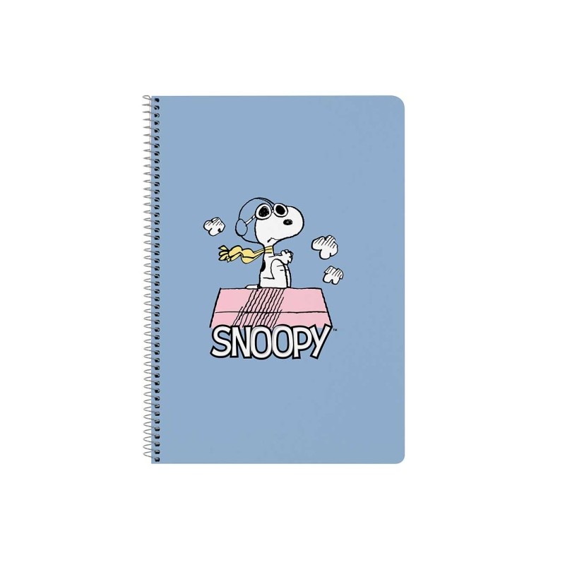 Taccuino Safta Snoopy con spirale - Formato Folio - 80 fogli da 80 g/m² - Quadretti da 4x4 mm - Copertina rigida decora