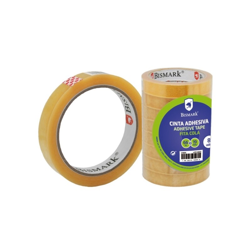 Nastro adesivo trasparente Bismark 19 mm x 66 m - Realizzato in polipropilene - Trasparente