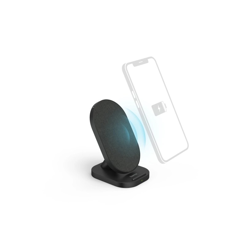 Hama QI-FC10S-Fab Caricabatterie wireless - Potenza 10 W - USB-C - Indicatore LED - Ricarica rapida - 109x65x82 mm - Col
