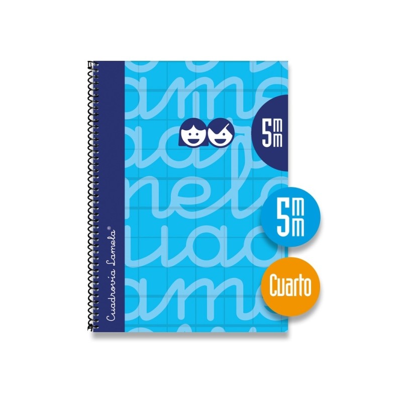 Lamela - Quaderno a spirale con 80 fogli da 70 g/m² con margine - Formato quarto - Righe a quattro linee da 5 mm - Cope