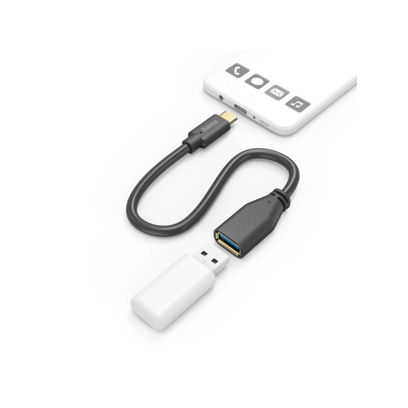Hama Cavo adattatore da USB-C a USB-A femmina - Diverse velocità - Cavo da 15 cm - Accessori inclusi - Funzione OTG - C