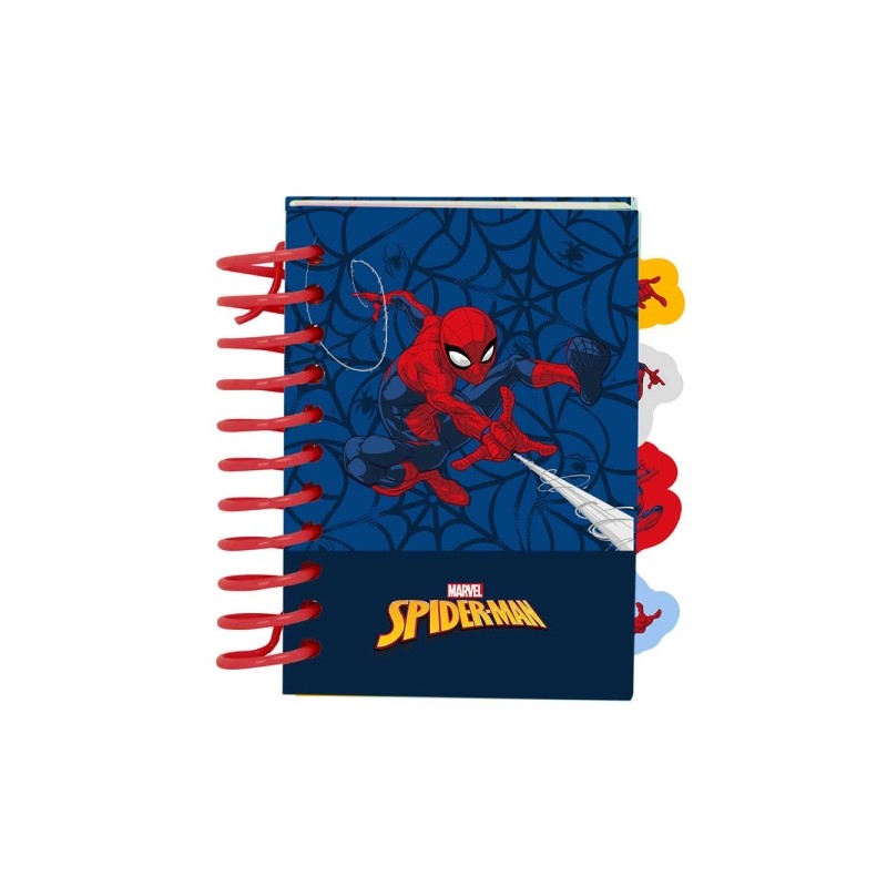 Blocco note Safta Spider-Man - Formato A7 - 80 fogli da 80 g/m² - Rilegatura a spirale - Copertina rigida - 4 segnalibr