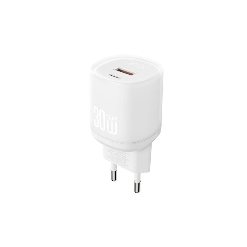 XO L151 Caricabatterie da 30 W - USB-A e USB-C - GaN - Colore: bianco
