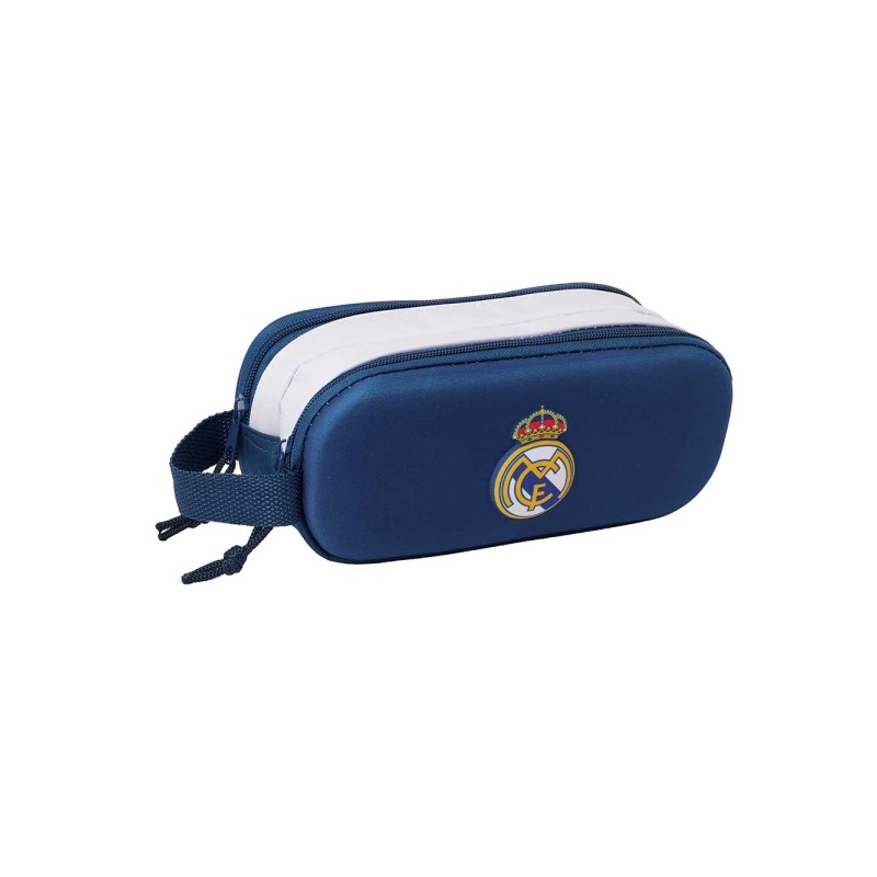 Safta Real Madrid Borsa portaoggetti 3D da 1 L - 2 scomparti - Chiusura con cerniera - Manico - 21x8x6 cm - Colore bianc