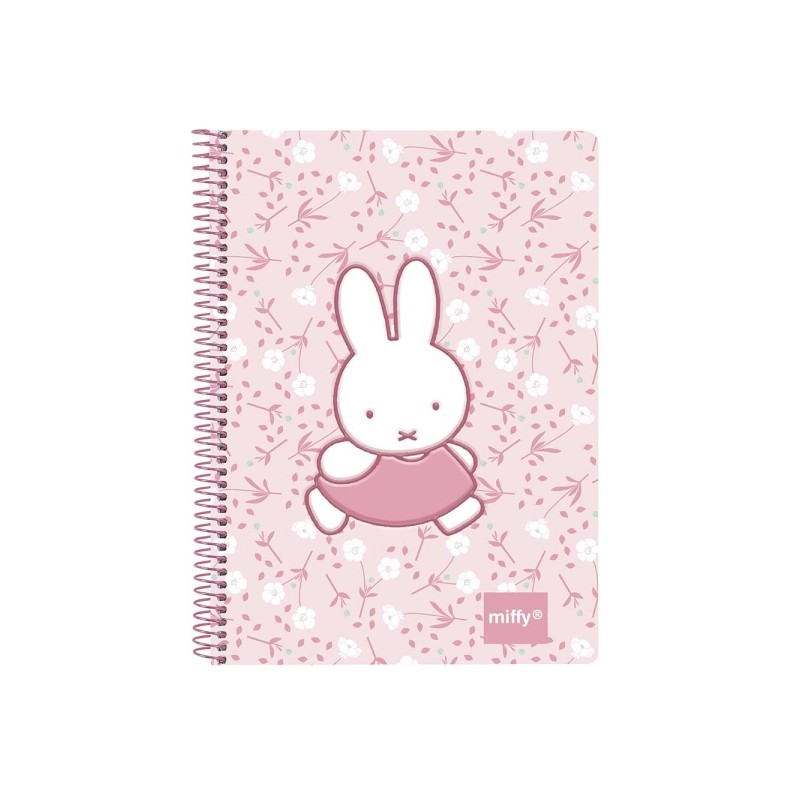 Safta Miffy Flores Blocco note - A spirale - Motivo divertente - 135x19x179 mm - Colore rosa