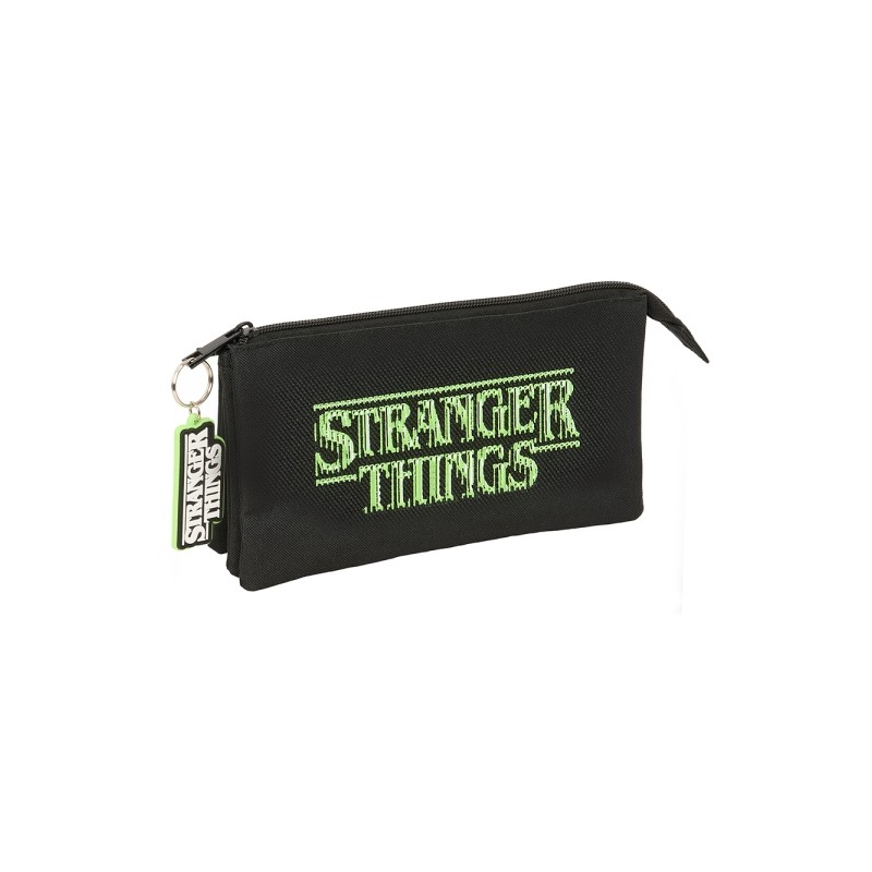 Safta Stranger Things Borsa portaoggetti - 3 scomparti con cerniera - Tasca interna - 0.6 L - 220x30x120 mm - Colore: ne