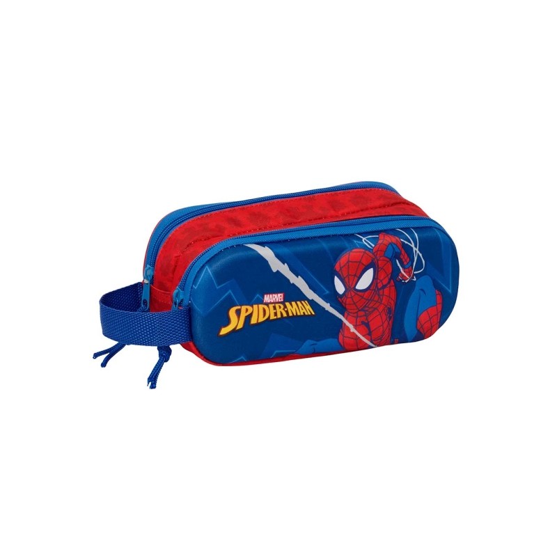 Safta Spider-Man Borsa portaoggetti 3D - 2 scomparti con cerniera - Manico laterale - Capacità 1 L - 21x8x6 cm - Colore