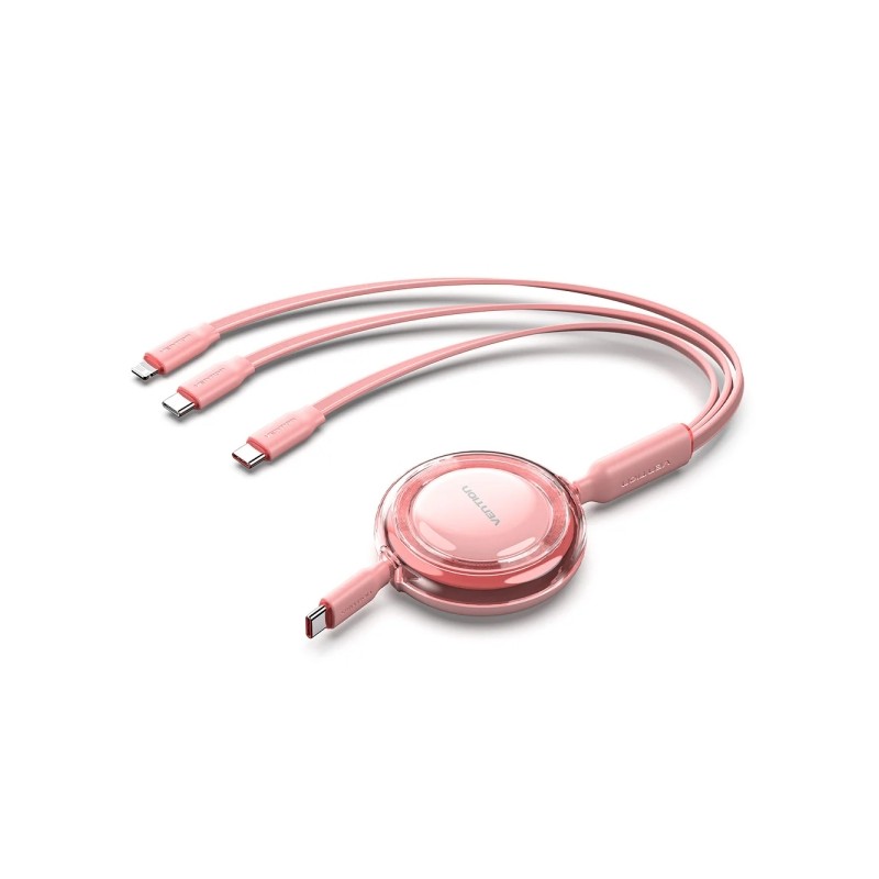 Cavo USB multiplo Vention - Potenza massima 100 W - Retrattile - Lunghezza regolabile fino a 1.1 m - USB-A - 2xUSB-C - L