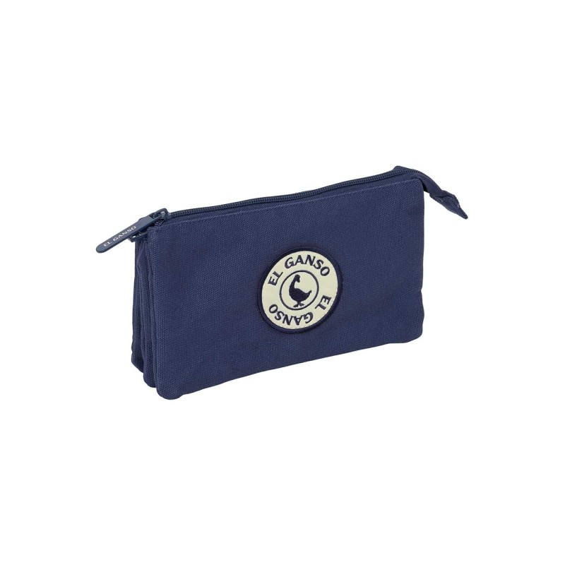 Safta el Ganso Jeans Borsa multiuso - 3 scomparti con cerniera - Tasca interna centrale - 22x12x3 cm - Colore blu navy