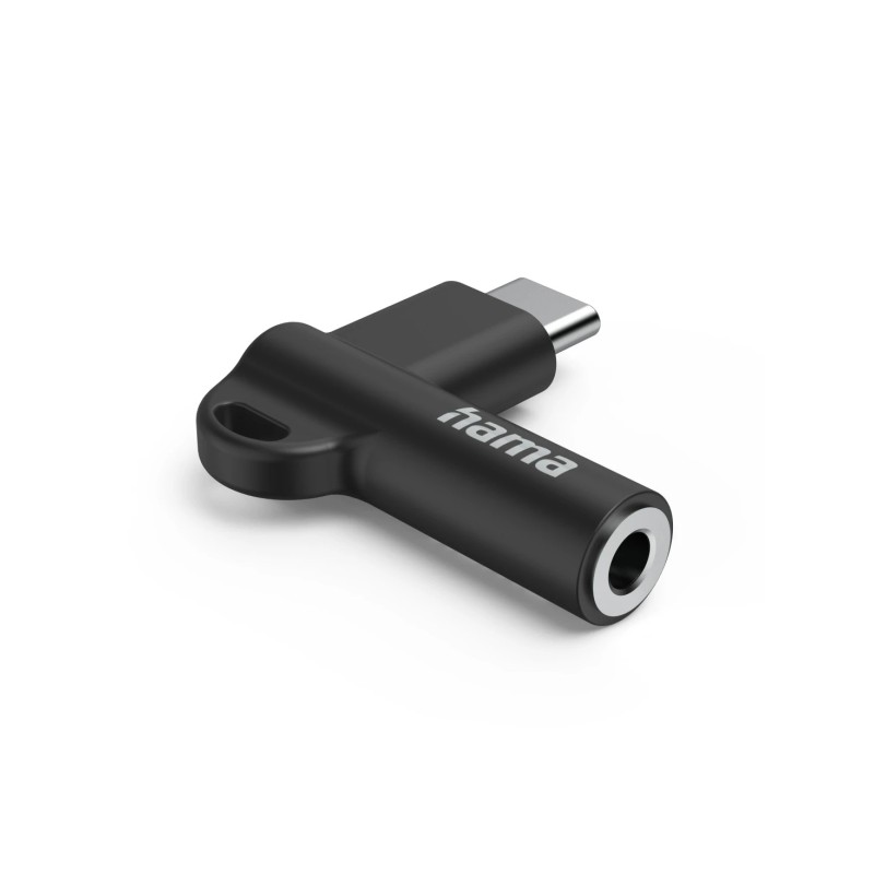 Adattatore angolato Hama - 90° - USB-C maschio - Jack da 3.5 mm femmina - Colore: nero