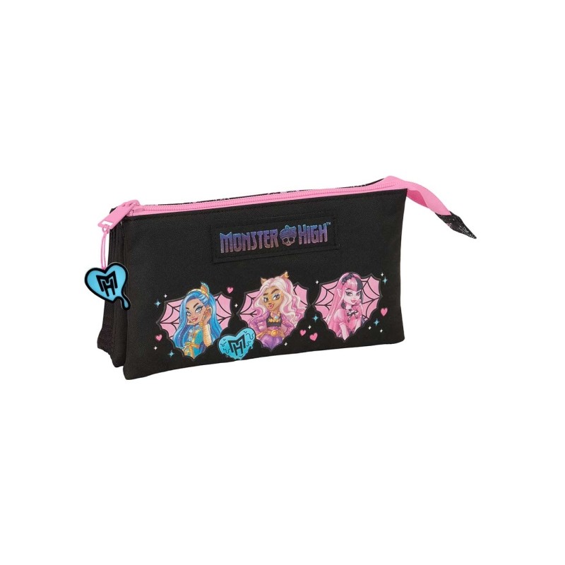 Safta Monster High Borsa portaoggetti - 3 scomparti con cerniera - Tasca interna - 0.60 L - 220x30x120 mm - Colore: nero