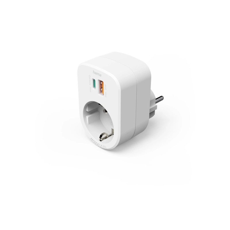 Hama Multipresa con 3 prese - Potenza massima 3680 W - 1x Schuko - 1x USB-C - 1x USB-A - Power Delivery - Colore: bianco