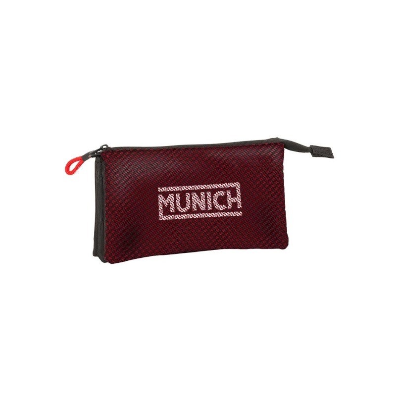 Safta Munich Vulcan Portatutto - 3 scomparti con cerniera - Tasca interna - 0.6 L - 220x30x120 mm - Colore: nero e rosso