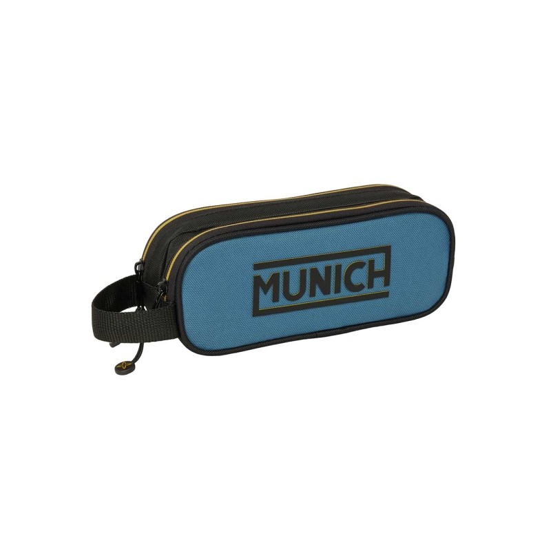 Safta Munich Borsa multiuso - 2 scomparti con cerniera - Manico laterale - Capacità 1 L - 21x8x6 cm - Colore: nero e bl