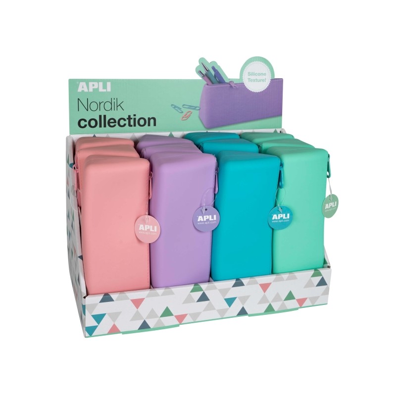 Apli Nordik Espositore da 12 custodie triangolari in silicone - Impermeabili - Dimensioni 80x220x60 mm - Colori assortit