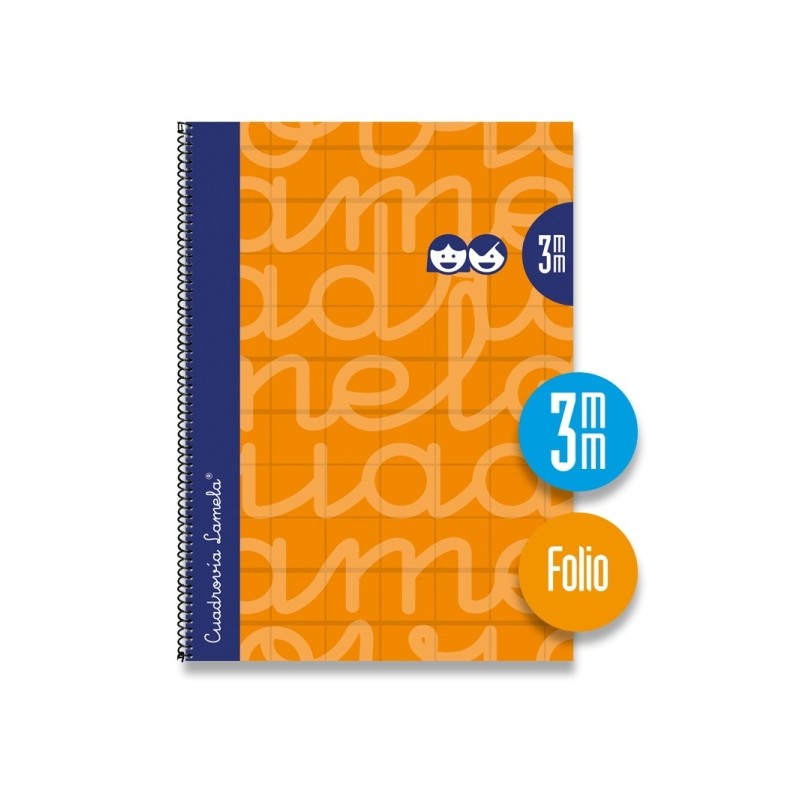 Lamela - Quaderno a spirale con 80 fogli da 90 g/m² con margine - Formato Folio - Righe a quattro linee da 3 mm - Coper