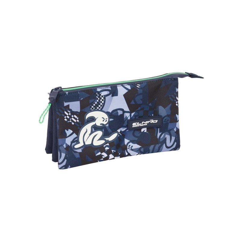 Safta el Niño Navy Portatutto - 3 scomparti con cerniera - Tasca interna - 0.6 L - 220x30x120 mm - Colore blu navy