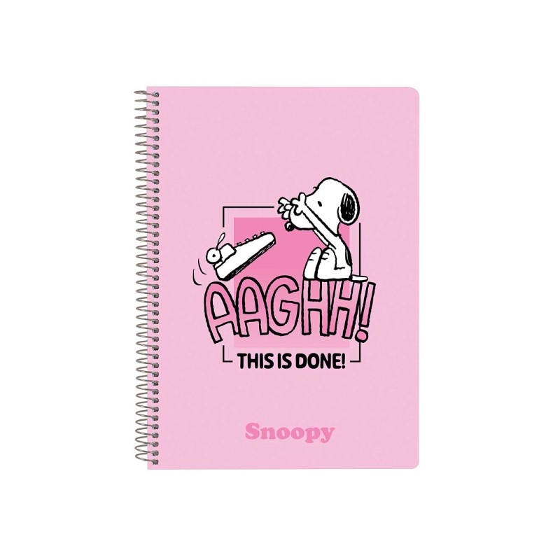 Safta Snoopy Taccuino a spirale - Formato quarto - 80 fogli da 80 g/m² - Griglia 4x4 mm - Copertina rigida laminata - 1